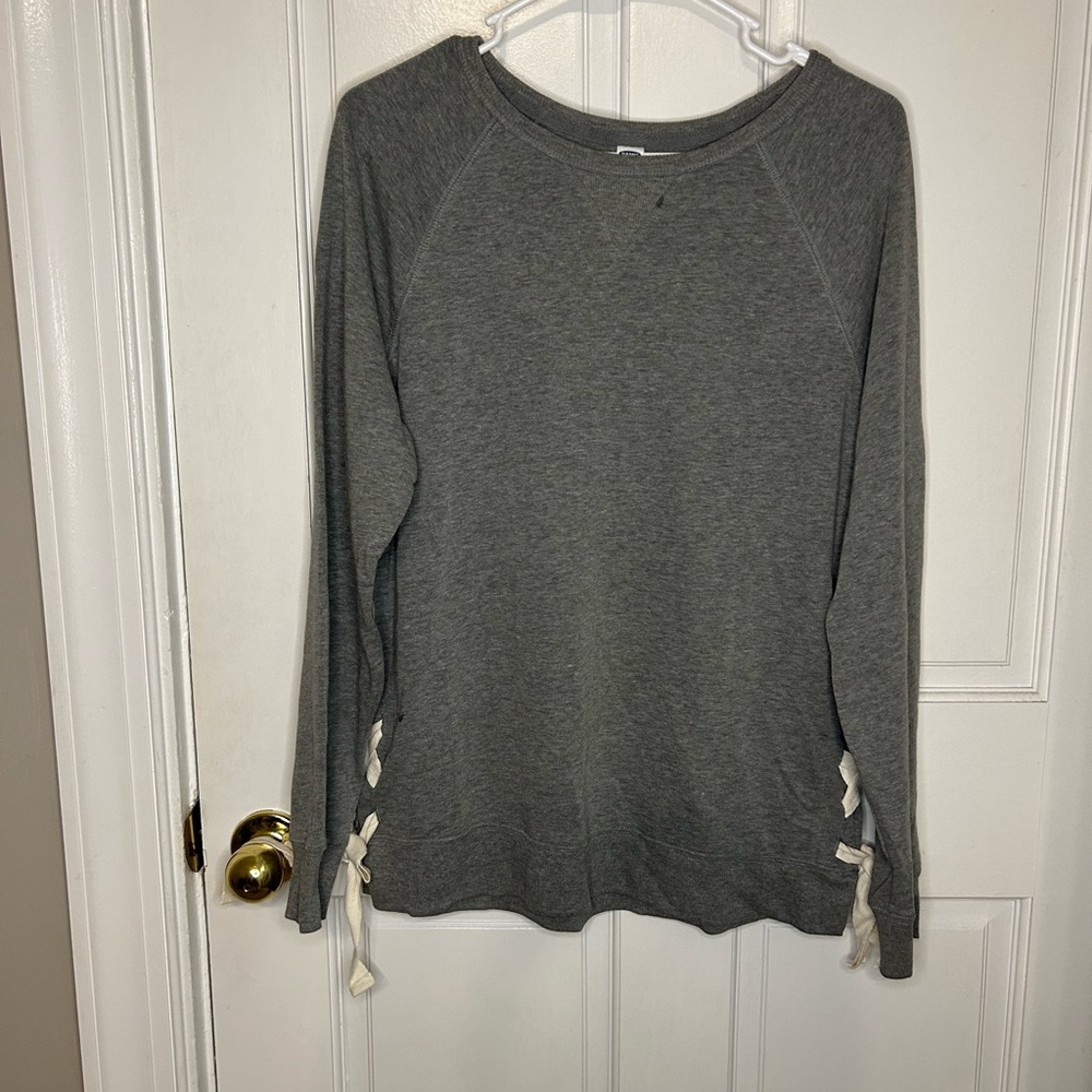 Old Navy Grey Sweatshirt with Lace Up Sides Size Medium
